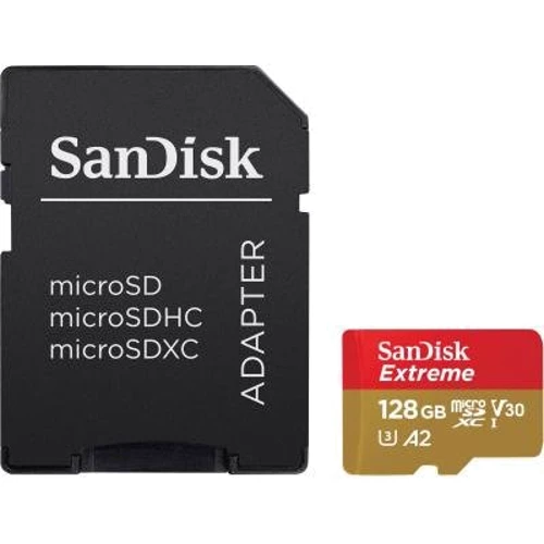 Карта памяти SanDisk 128GB microSDXC Class 10 UHS-I U3 V30 A2 Extreme + adapter (SDSQXA1-128G-GN6AA)