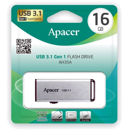 USB-флешка Apacer AH35A 16GB USB 3.1 Gen 1 Silver (AP16GAH35AS-1): Вес 22 г