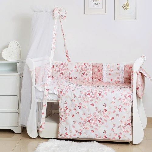 Постельный комплект 8 эл. Twins Romantic Spring collection 4024-TR-24, Butterfly pink, розовый