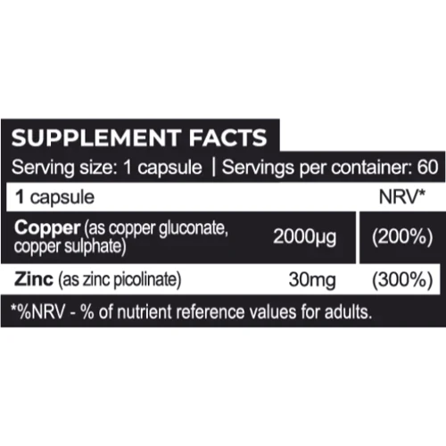 Progress Nutrition Zinc Picolinate 30 mg + Copper Цинк піколінат + Мідь 60 капсул: Форма випуску Капсулы