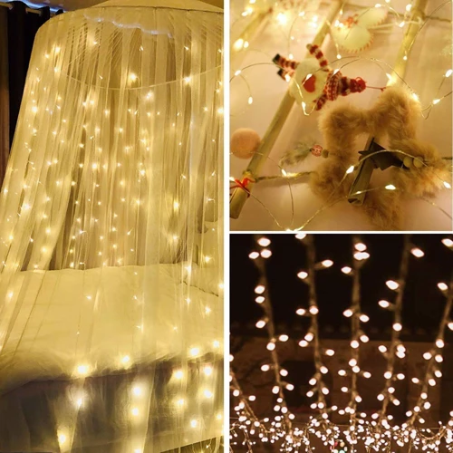 Гирлянда водопад (штора) Springos 2 x 2 м 400 LED CL0097 Warm White фото 8