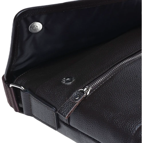 Чоловіча сумка планшет Borsa Leather темно-коричнева (k10013-brown): Фактура матова, Зерниста