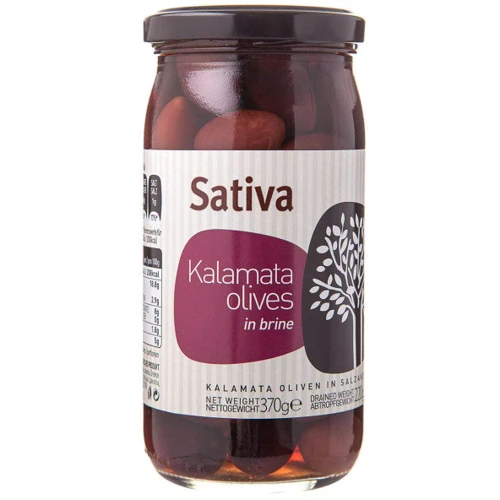Оливки Каламата Sativa целые в рассоле 370 г (5204108137605)