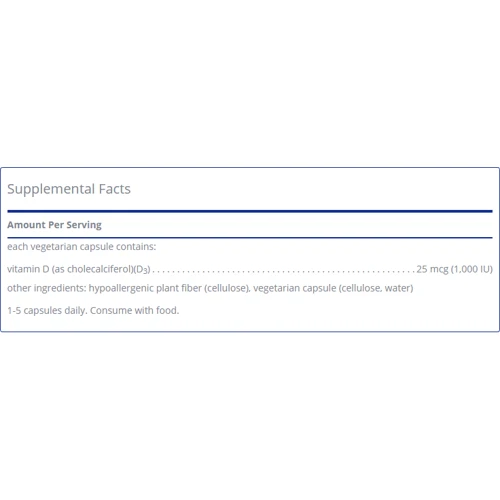 Pure Encapsulations Vitamin D3 1,000 МО 60 caps Вітамін D3 (PE-00819): Тип вітамін D