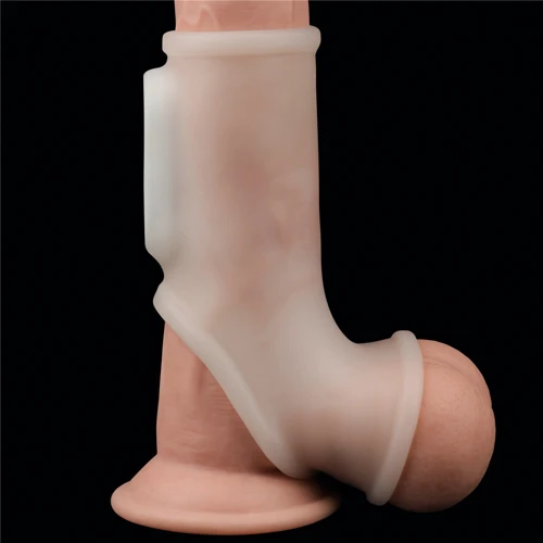 Насадка на член с вибрацией LoveToy Vibrating Silk Knights Ring with Scrotum Sleeve White