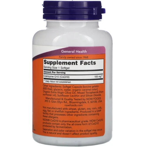 Now Foods CoQ10 With Vitamin E 100 mg Коензим Q10 і Вітамін Е 150 гелевих капсул