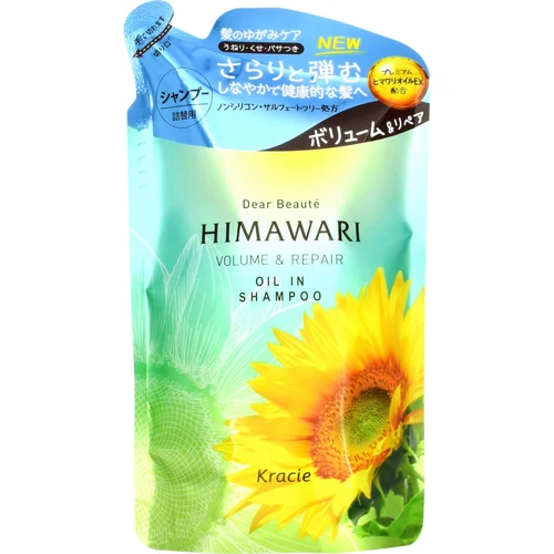 Kracie KR 70066 Himawari Oil Premium EX Шампунь для придания объема поврежденным волосам 360ml сменная упаковка