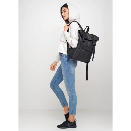 Женский рюкзак Sambag RollTop 0SH черный (24211001): Материал Искусственная кожа