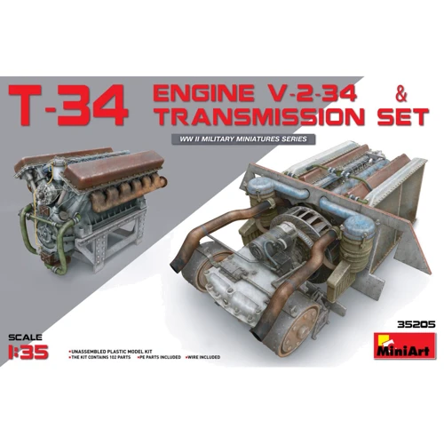 Сборная модель MiniArt Двигатель V-2-34 с трансмиссией для танка Т-34 1:35 (MA35205): Производитель MiniArt