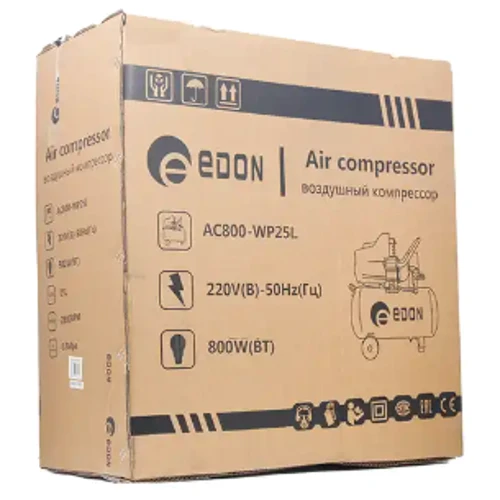 Воздушный компрессор EDON AC 800-WP25L (1018316): Объем ресивера, л 25