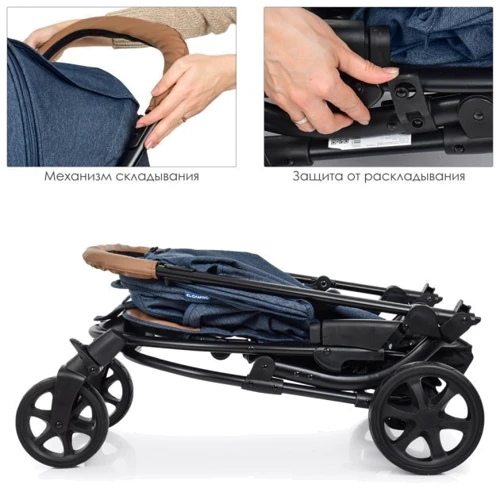 Прогулянковий візок El Camino Zeta Denim Blue (ME 1011L): Матеріал коліс резина