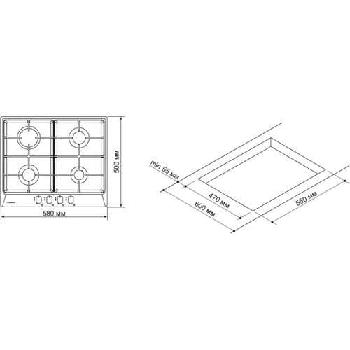 Варочная поверхность газовая Pyramida PFX 644 SI INOX: Количество конфорок 4