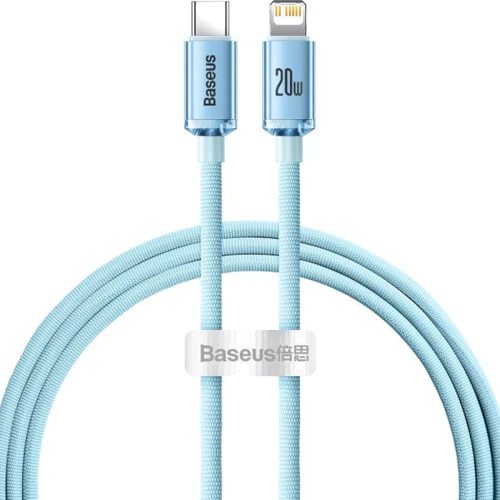 Кабель Baseus Cable USB-C to Lightning Crystal Shine Series 20W 1.2m Sky Blue (CAJY001303)