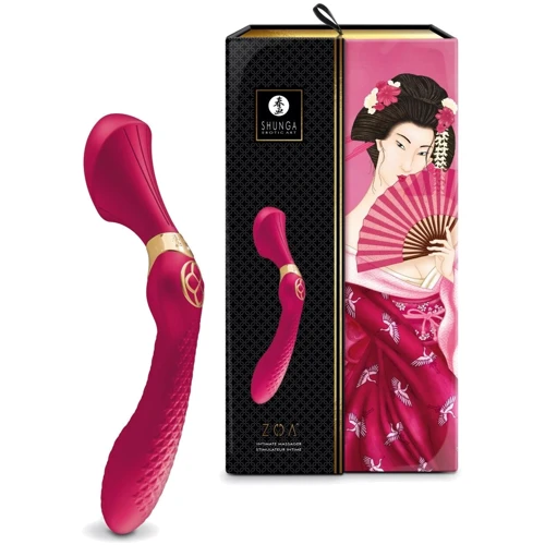 Вибромассажер Shunga Zoa Raspberry, двусторонний