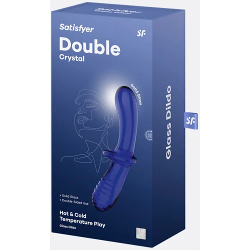 Стеклянный фаллоимитатор Satisfyer Double Crystal light blue