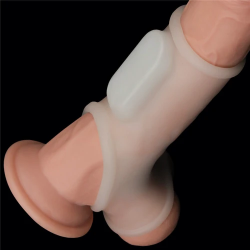 Насадка на член с вибрацией LoveToy Vibrating Silk Knights Ring with Scrotum Sleeve White