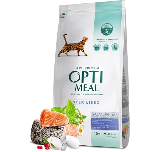 Сухой корм Optimeal Sterilised cats для стерилизованных кошек с лососем 10 кг (4820215368179) фото 9