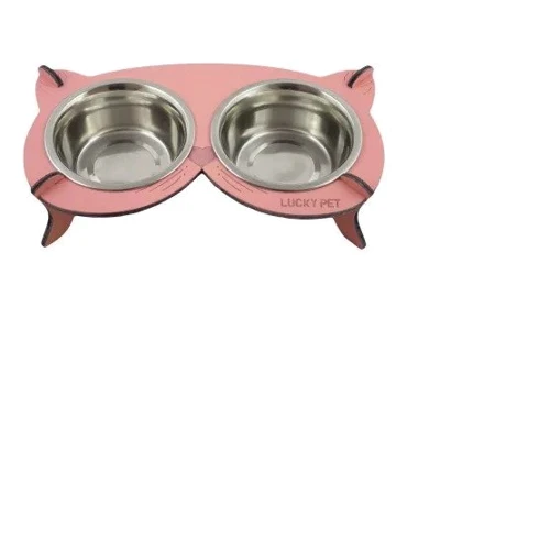 Миски на подставке Lucky Pet Cat 32x18x8 см розовые (4820224213477)