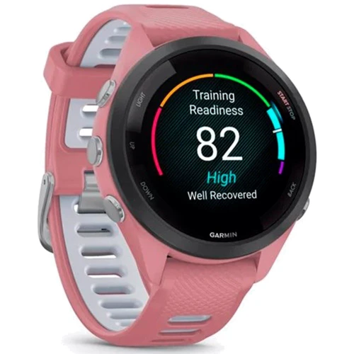 Смарт-часы Garmin Forerunner 265S Black Bezel with Light Pink Case and Light Pink/Powder Grey Silicone Band (010-02810-15): Фитнес-функции Секундомер, Шагомер, Пульсометр, Подсчет калорий, GPS-модуль