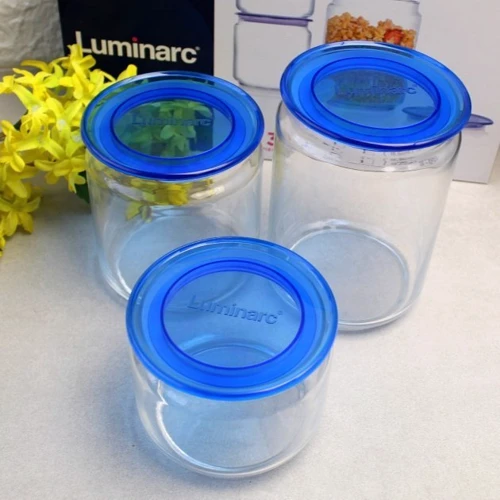 Набір банок Luminarc Plano Blue 3х0.5, 0.75, 1 л (Q4694): Обсяг, л 0.5, 0.75, 1