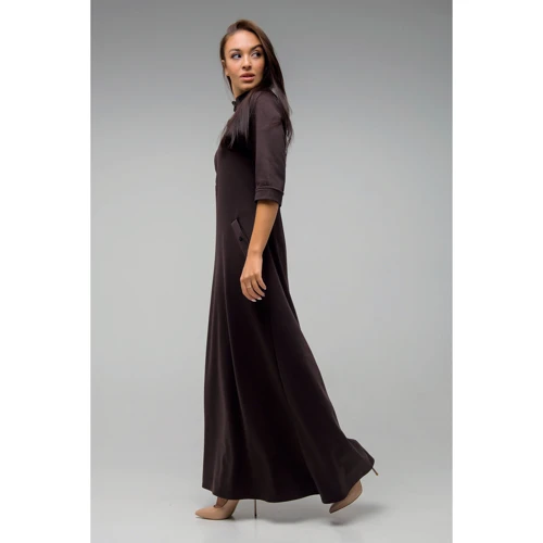Платье FLFashion Антарес СПА2562 52 коричневое повседневное длинное макси: Состав Эластан, Полиэстер, Вискоза, Шерсть