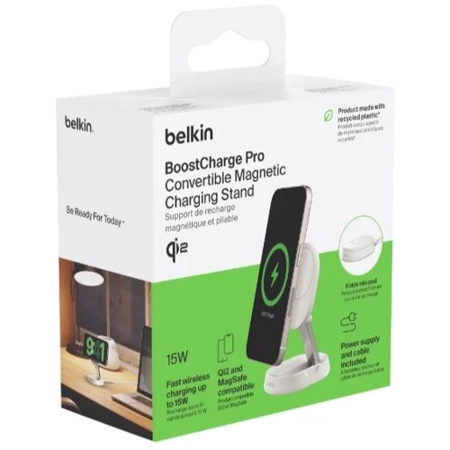Зарядний пристрій Belkin Wireless Charger Magnetic Stand 15W White (WIA008VFWH) для iPhone 16 I 15 I 14 I 13 I 12 series: Кількість USB-портів 1