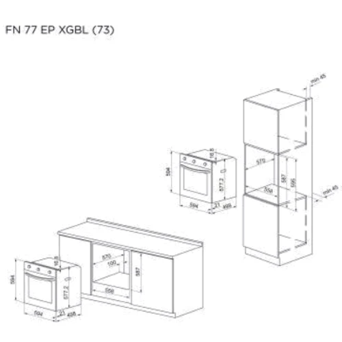 Духовой шкаф электрический Pyramida FN 77 EP XGBL (73): Класс энергопотребления A