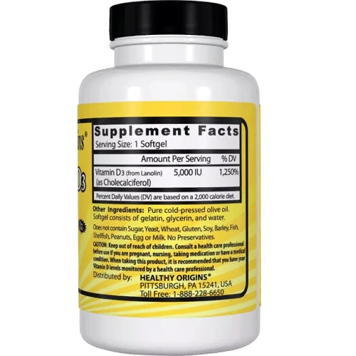 Healthy Origins Vitamin D3, 5000 IU, 30 Softgels (HO15331): Тип вітамін D