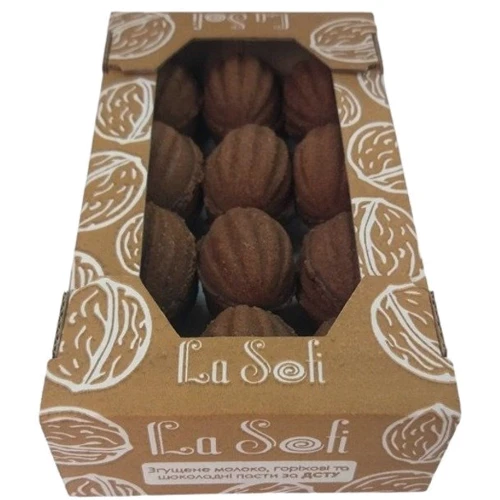 Печенье La Sofi Орешки с шоколадно-фундуковой пастой и сгущенным молоком 12 шт 285 г (4820175571763) фото 2