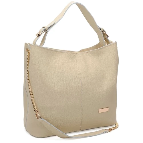 Женская сумка-мешок Ricco Grande бежевая (1l887-beige): Тип ручки На цепочке, Длинная ручка, Плечевой ремень