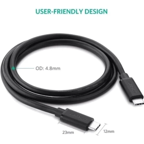 Кабель Ugreen USB-C to USB-C 3A 1m Black (50997): Довжина 1 м