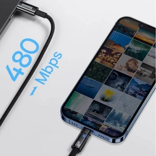 Кабель Baseus Cable USB-C to Lightning Explorer Series Auto Power-Off 20W 1m Blue (CATS000003) фото 8