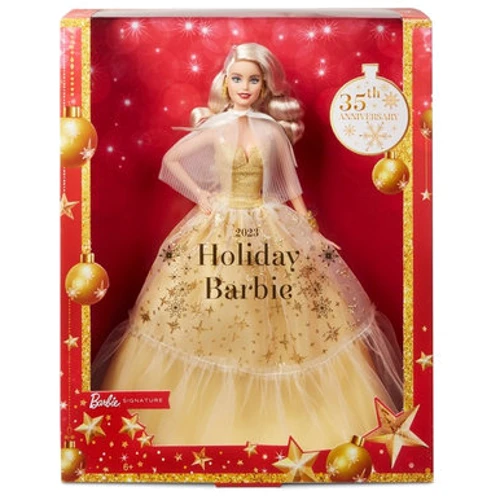 Коллекционная кукла Barbie Праздничная в роскошном золотистом платье (HJX04): Особенности На шарнирах