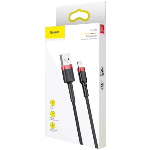 Кабель Baseus USB Cable to Lightning 2.4A 50cm Red/Black (CALKLF-A19) фото 5