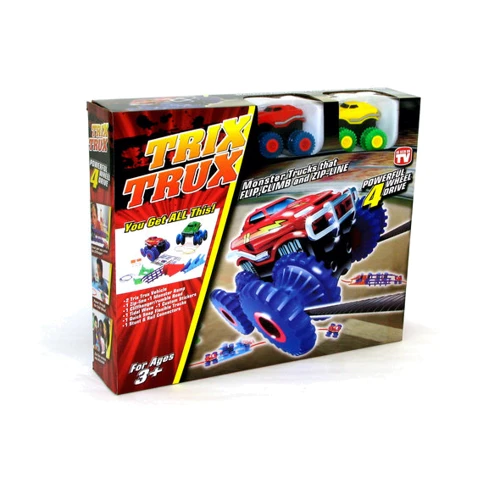 Машинки на батарейках Trix Trux набор 2 машинки с трассой (красный+желтый) (JLT-AS332RY)