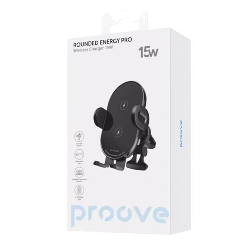 Держатель Proove Car Holder Wireless Charger Rounded Energy Pro 15W Black фото 7