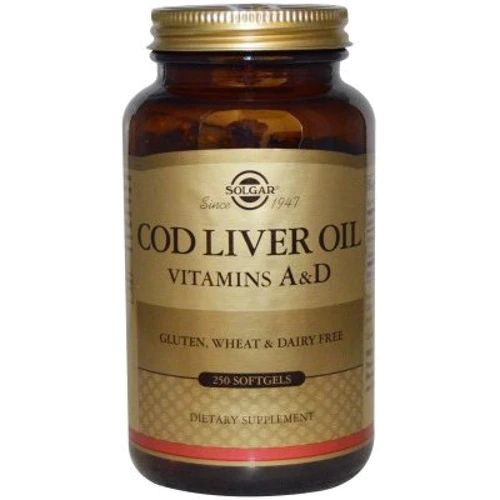 Solgar Cod Liver Oil Vitamin A & D 250 Softgels Витамины А и D3 из печени трески