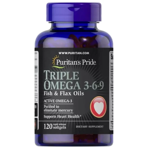 Puritan's Pride Triple Omega 3-6-9 Fish & Flax Oils Тройная омега 3-6-9 рыбные и льняные масла 120 капсул