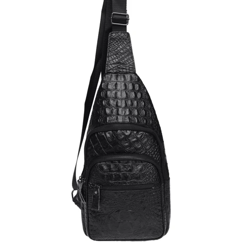 Мужская сумка-слинг Borsa Leather черная (K13611-black)