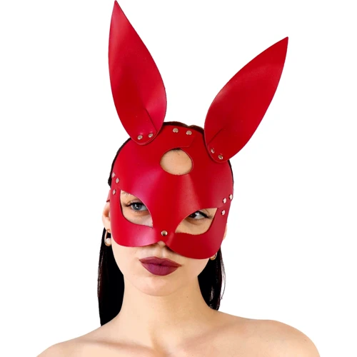 Шкіряна маска Зайчики Art of Sex - Bunny mask, червоний