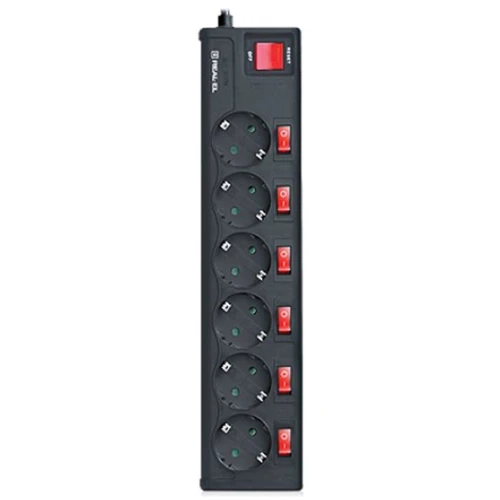 Сетевой фильтр REAL-EL RS-6 EXTRA 1.8m, black (EL122300001)