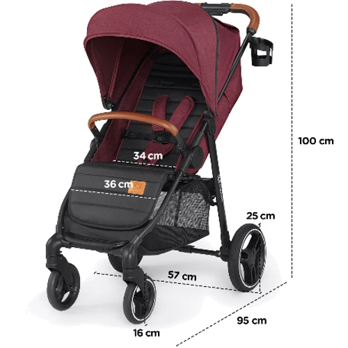 Прогулочная коляска Kinderkraft Grande 2020 Burgundy (KKWGRANBRG000N) фото 11