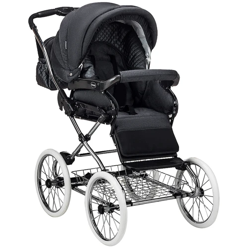 Коляска 2 в 1 класична Roan Marita Prestige (14 "білі колеса, хром рама) P231 графіт - графітова (шкіра) перламутр (624730): Ширина шасі 60 см