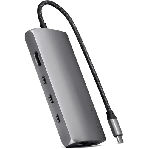 Адаптер Satechi Adapter USB-C to 4xUSB-C+RJ45+HDMI 8K Space Gray (ST-P8KEM)