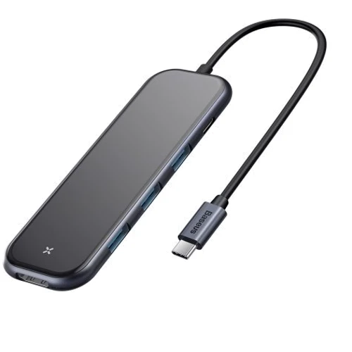 Адаптер Baseus Adapter USB-C to 3xUSB3.0+HDMI+USB-C Deep Gray (CAHUB-RT0G)