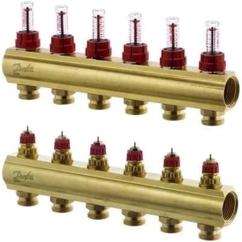 Распределительный коллектор Danfoss FHF-6F с ротаметрами (088U0526): Назначение Для теплого пола