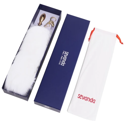 Анальная пробка LOCKINK Sevanda White Fox-Tail Anal Pear-shape Plug