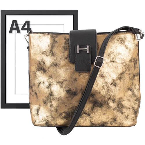 Женская сумка тоут Valiria Fashion золотистая (ODA6037-black-gold): Материал Искусственная кожа