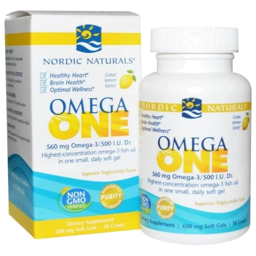 Nordic Naturals Omega One 560 mg Омега-3 со вкусом лимона 30 капсул