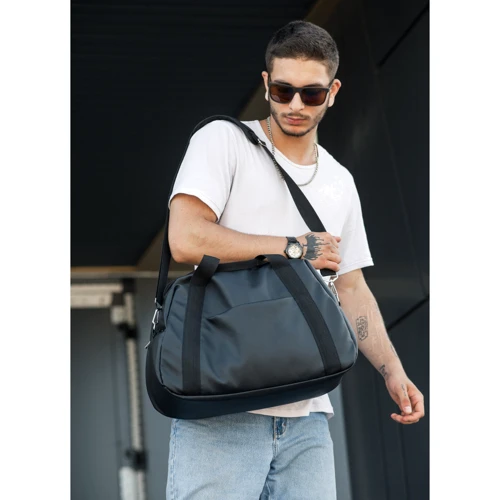 Сумка чоловіча Sambag Vogue LQH чорна (90221001): Тип ручки Со съемным ремнем, Плечевой ремень, С двумя ручками, Короткая ручка